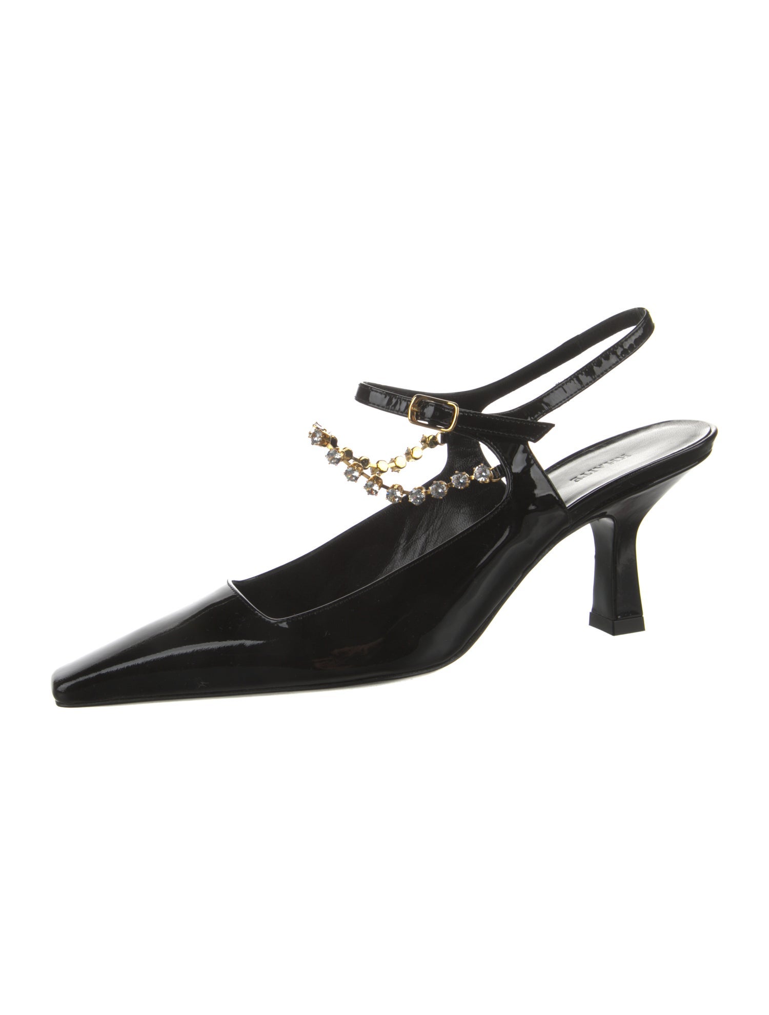 Khaite Patent Leather Crystal Embellishments Slingback Pumps
