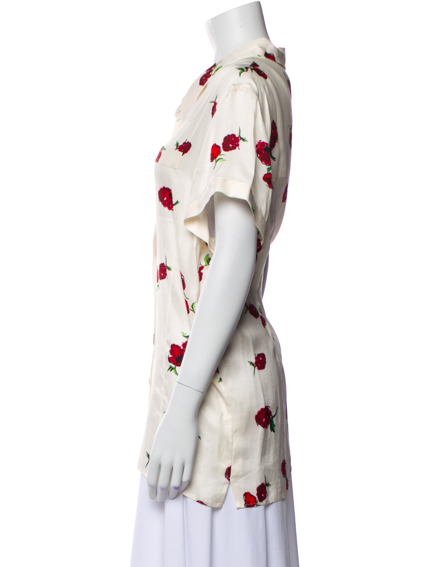 Khaite Printed Short Sleeve Button-Up Top