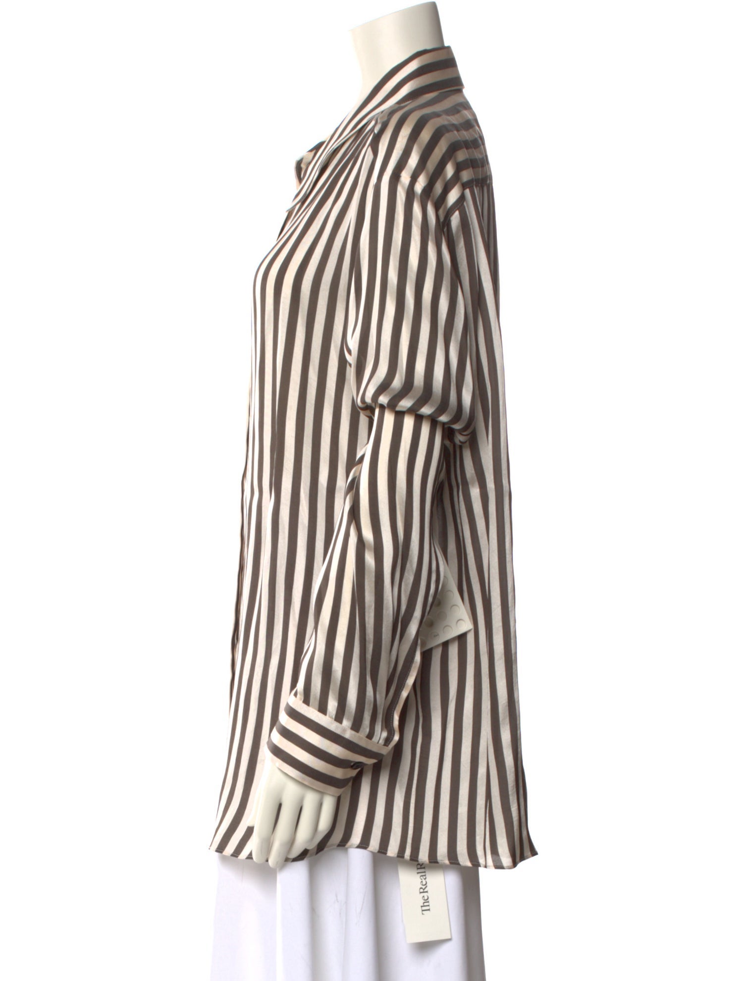 Khaite Striped Long Sleeve Button-Up Top w/ Tags