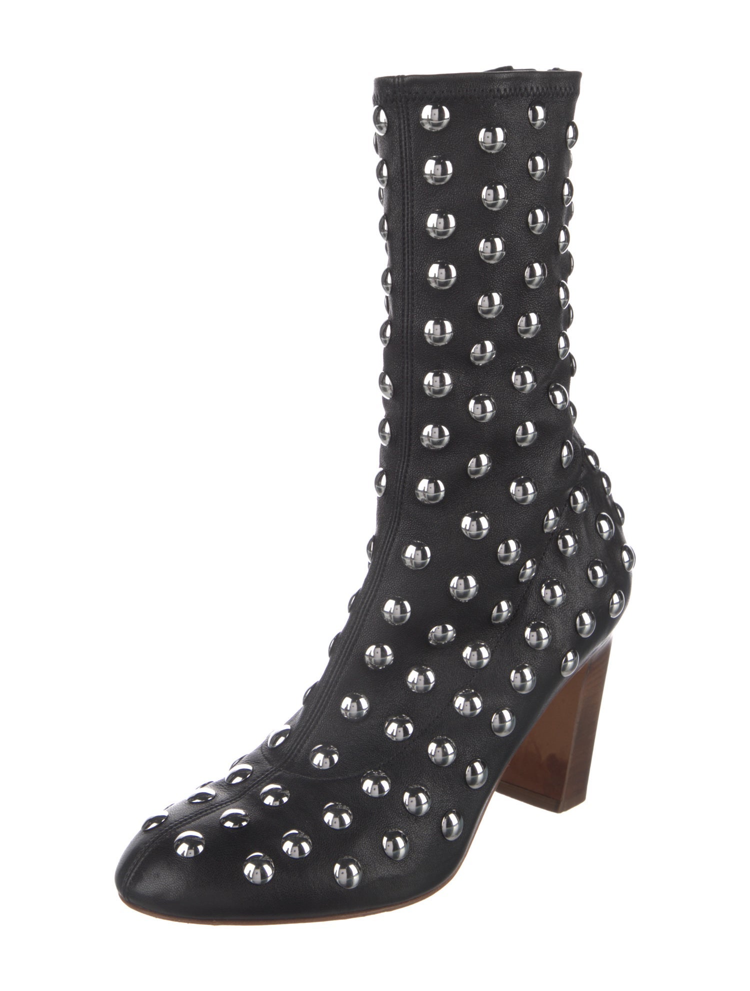 Khaite Leather Studded Accents Sock Boots
