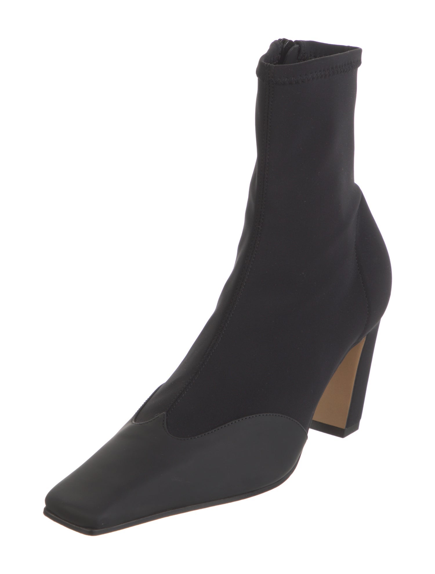 Khaite Neoprene Leather Trim Embellishment Sock Boots