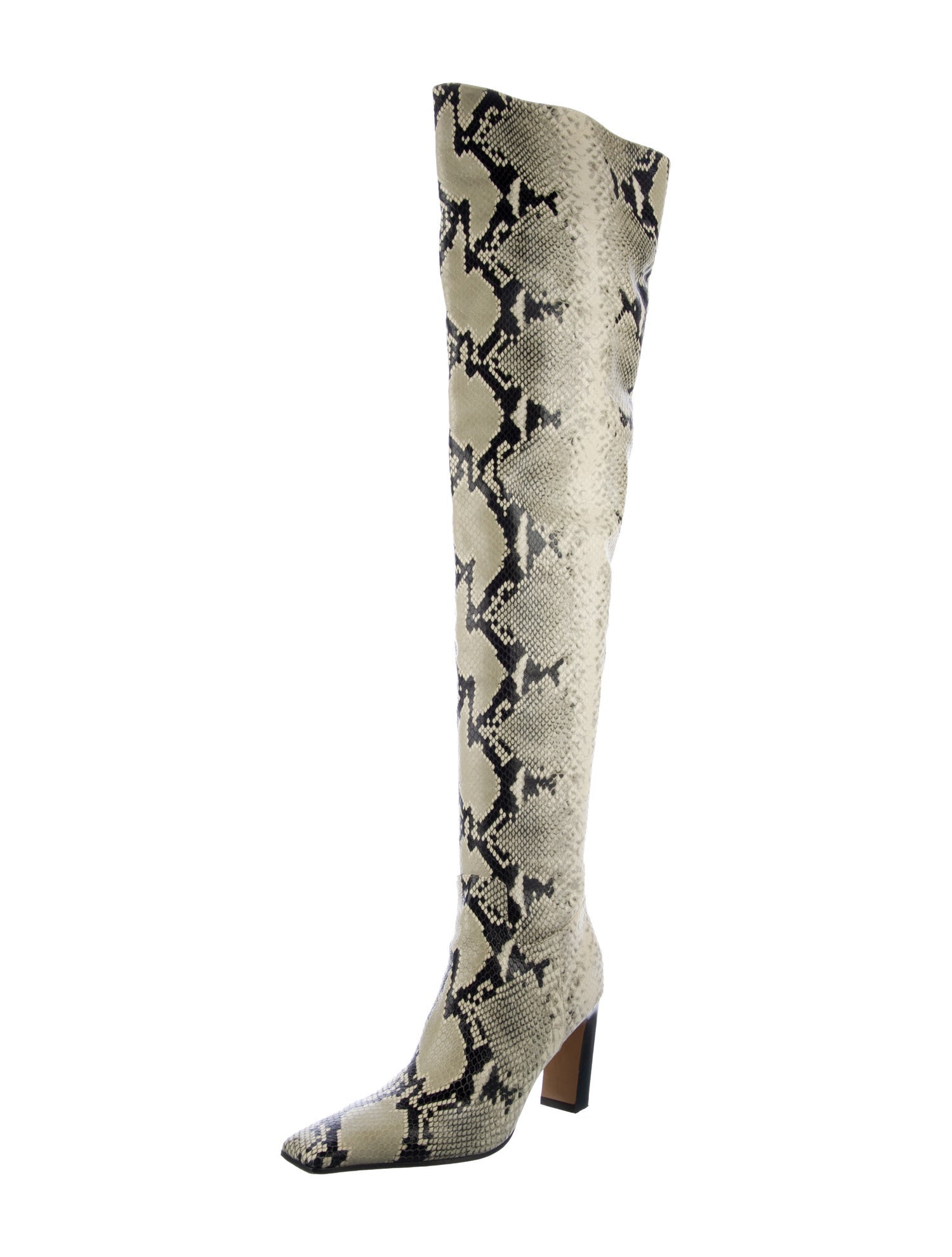 Khaite Embossed Leather Animal Print Boots