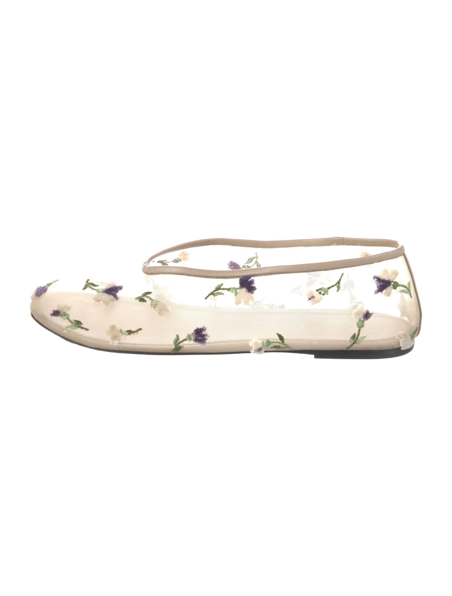 Khaite Mesh Floral Print Ballet Flats
