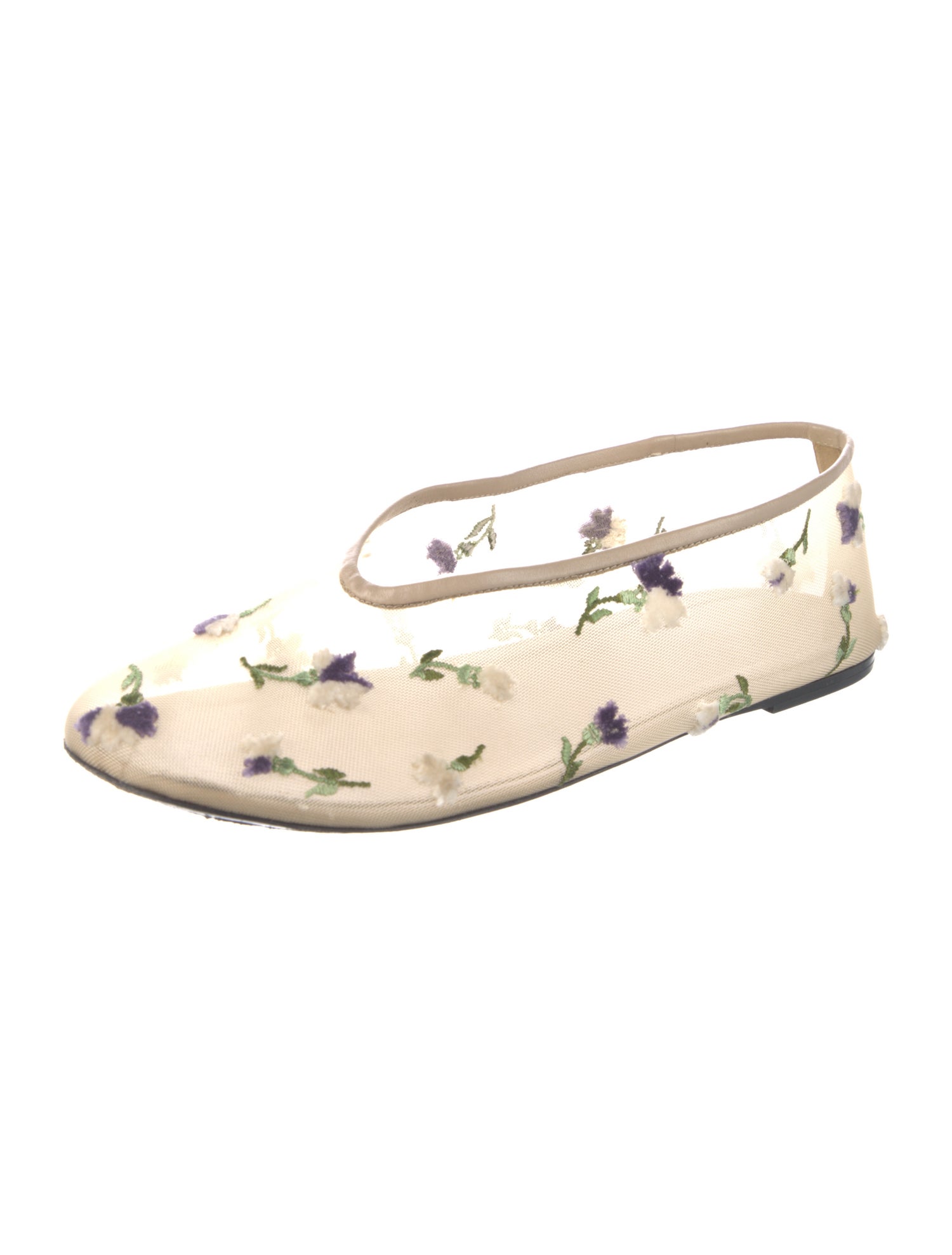 Khaite Mesh Floral Print Ballet Flats