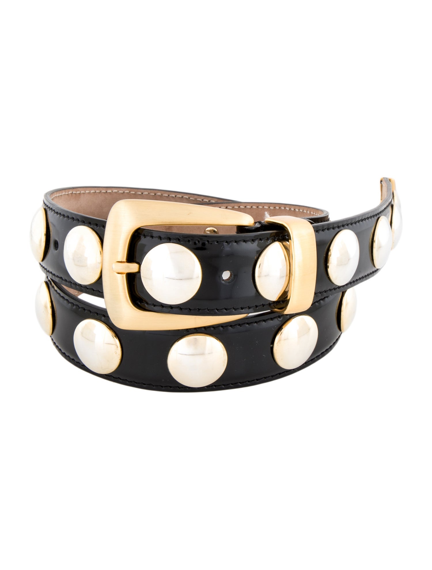 Khaite Patent Leather Studded Accents Waist Belt
