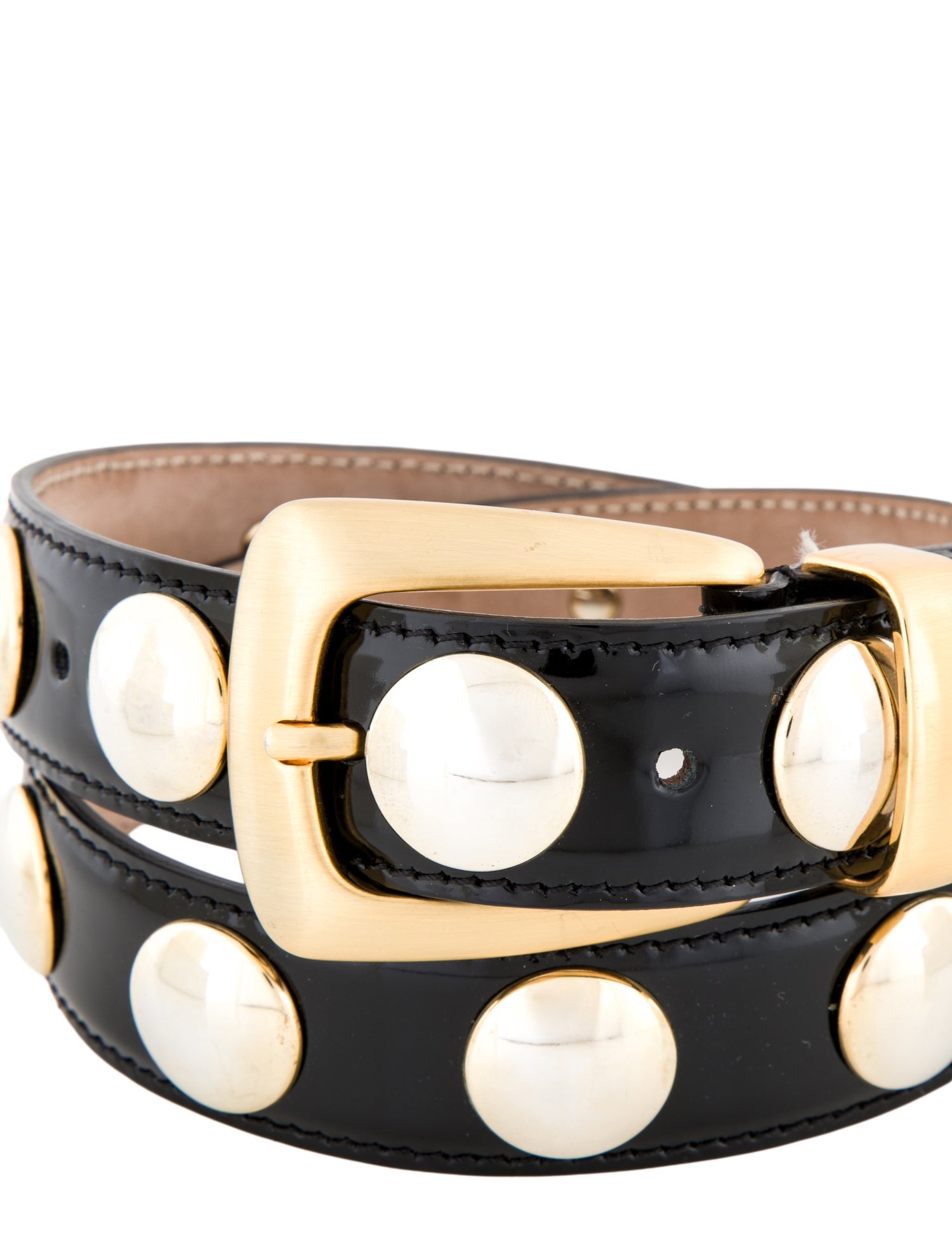 Khaite Patent Leather Studded Accents Waist Belt