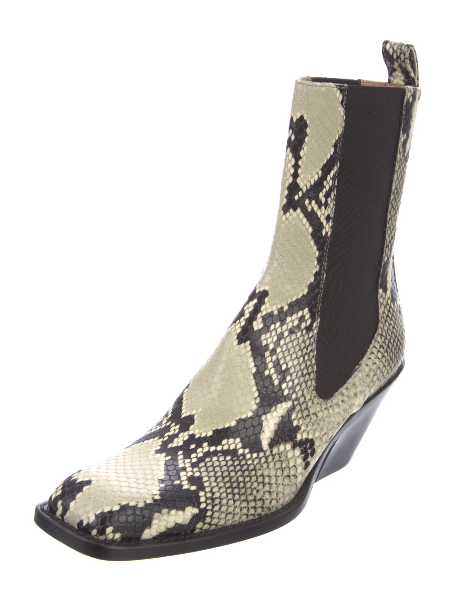 Khaite Leather Animal Print Chelsea Boots