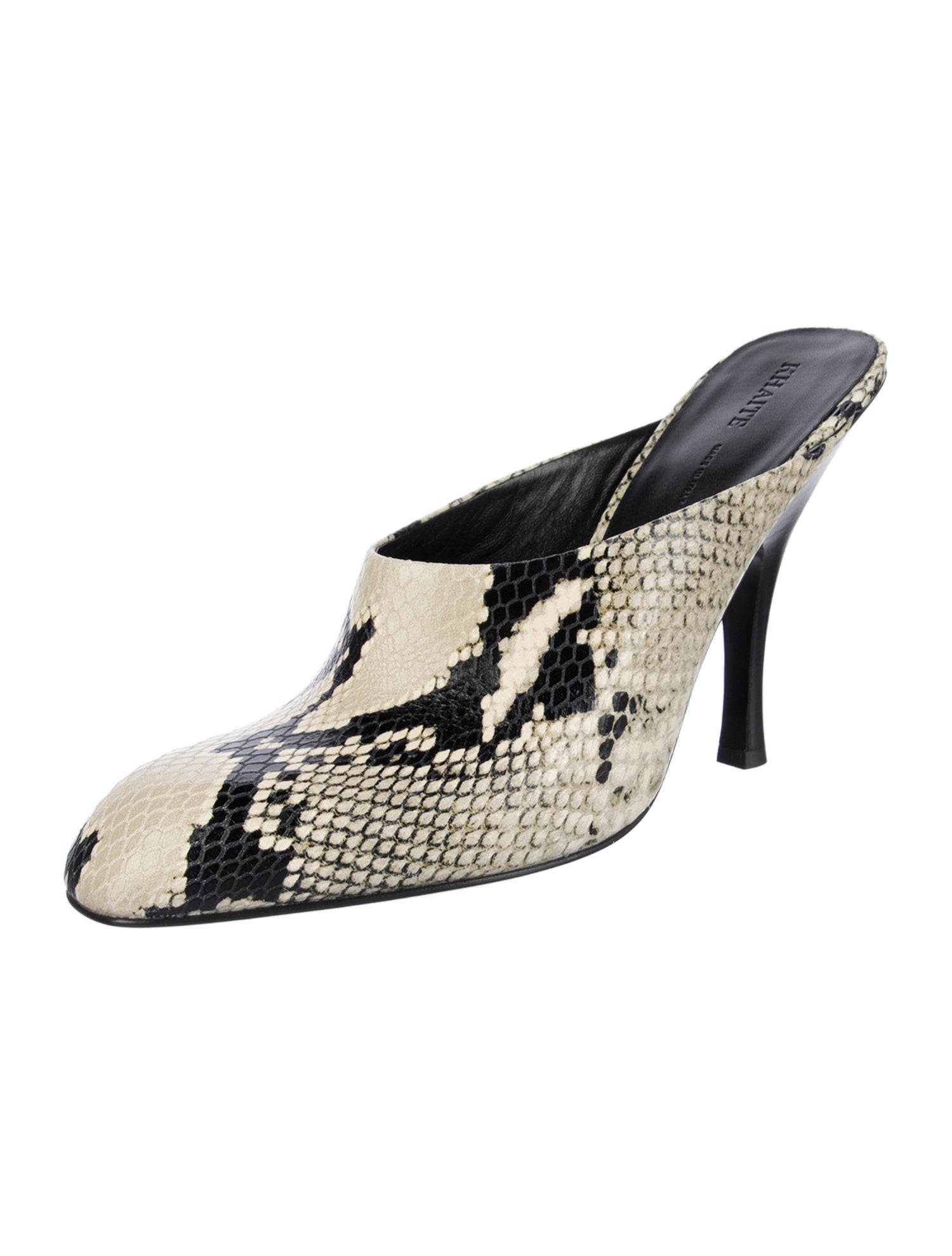 Khaite Embossed Leather Animal Print Mules