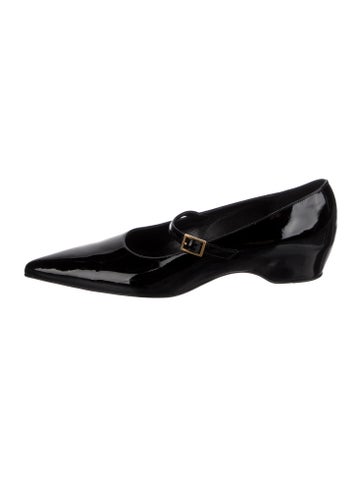Pre-owned Khaite Patent Leather Mary Jane Flats In Black