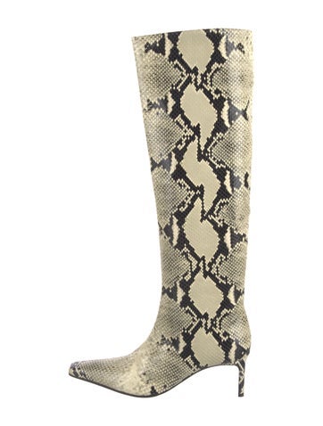 Pre-owned Khaite Embossed Leather Animal Print Boots In Green