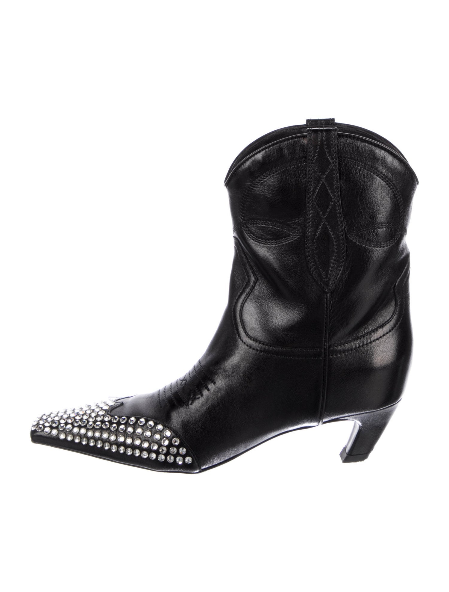 Khaite Leather Crystal Embellishments Western Boots