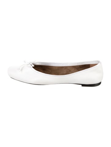 Pre-owned Khaite Leather Bow Accents Ballet Flats In White