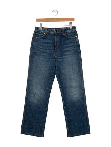 Pre-owned Khaite High-rise Wide Leg Jeans In Blue