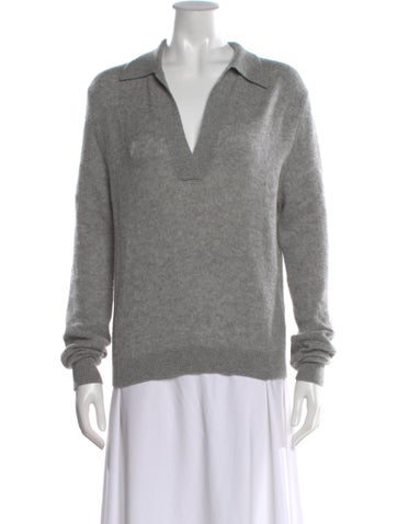 Pre-owned Khaite Cashmere V-neck Sweater In Gray