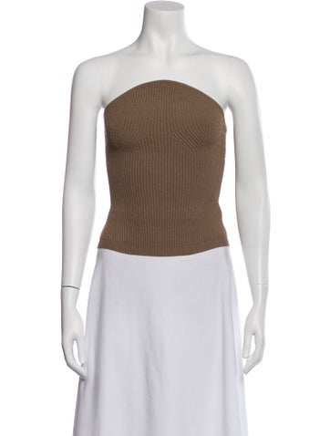 Pre-owned Khaite Strapless Crop Top In Brown