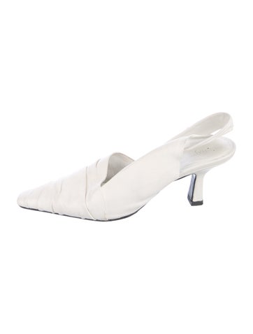 Pre-owned Khaite Leather Slingback Pumps In White