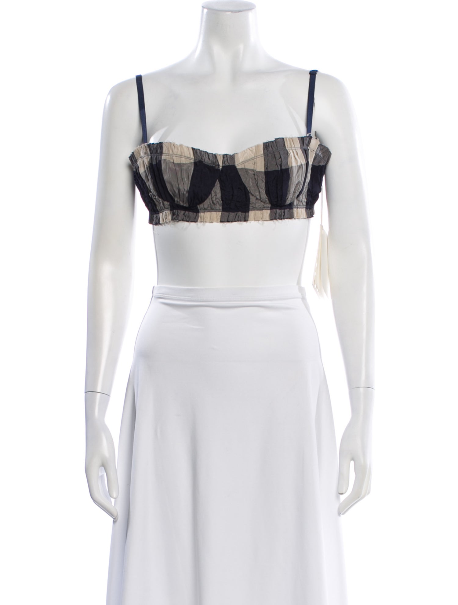 Khaite Plaid Print Square Neckline Crop Top w/ Tags