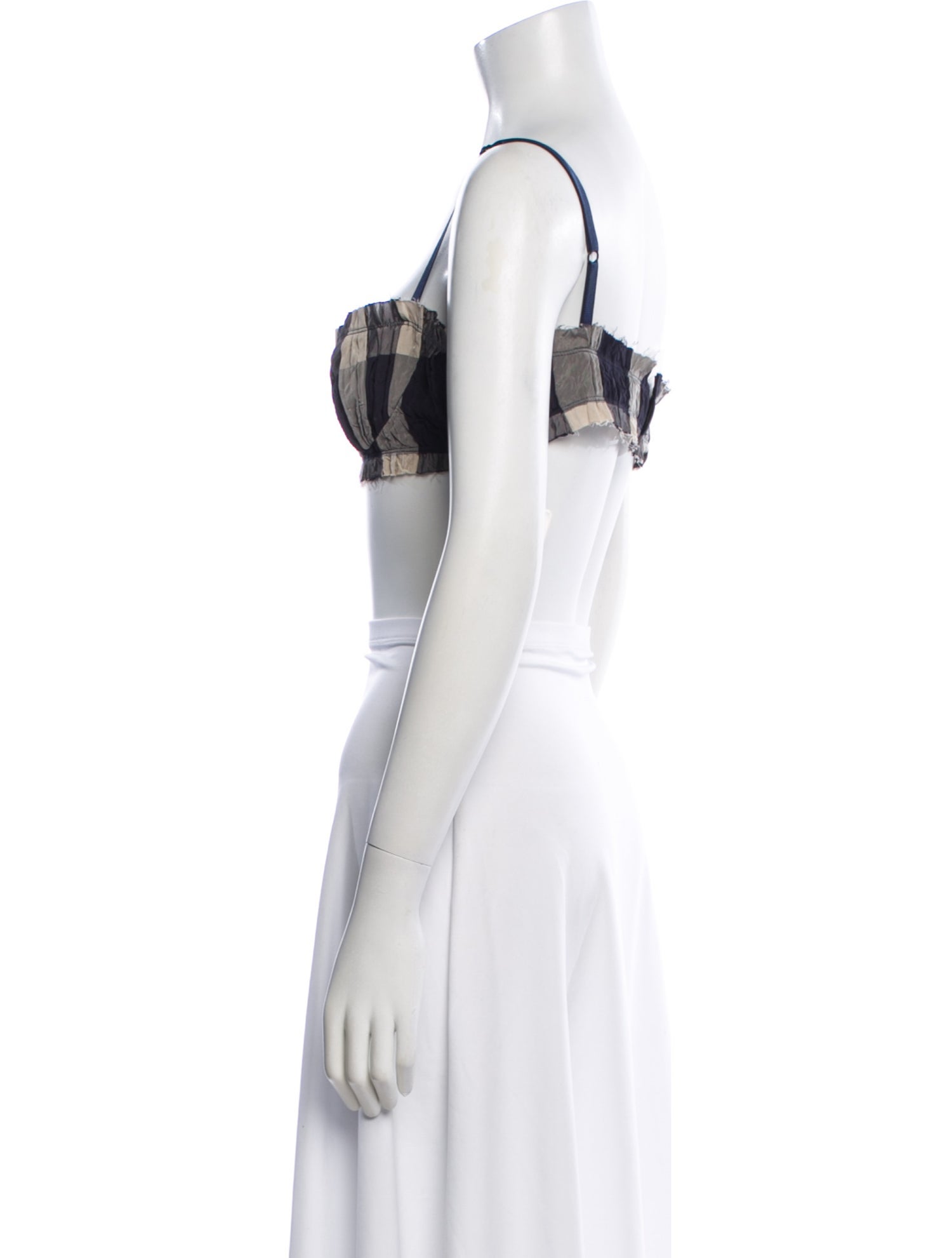 Khaite Plaid Print Square Neckline Crop Top w/ Tags