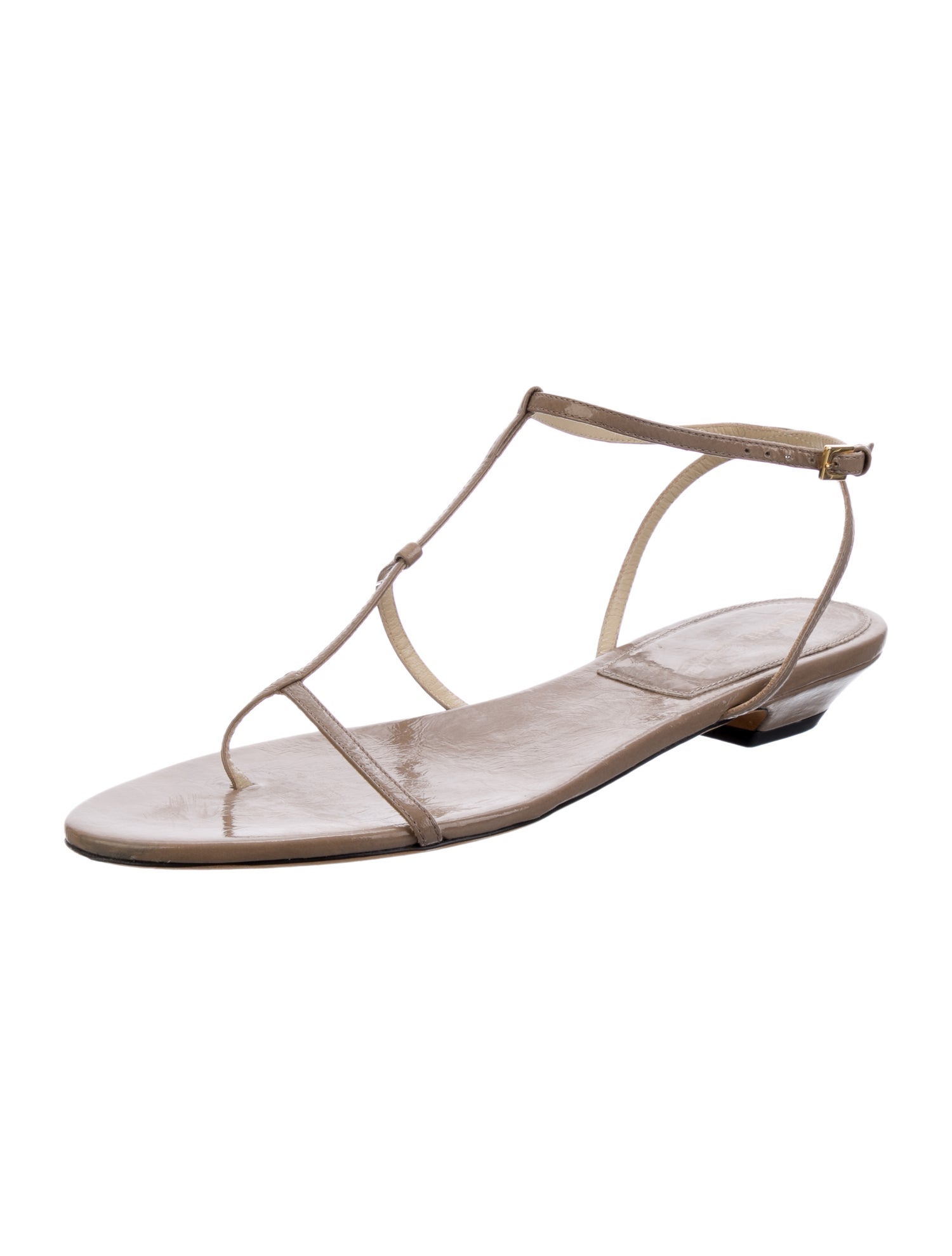 Khaite Leather T-Strap Sandals