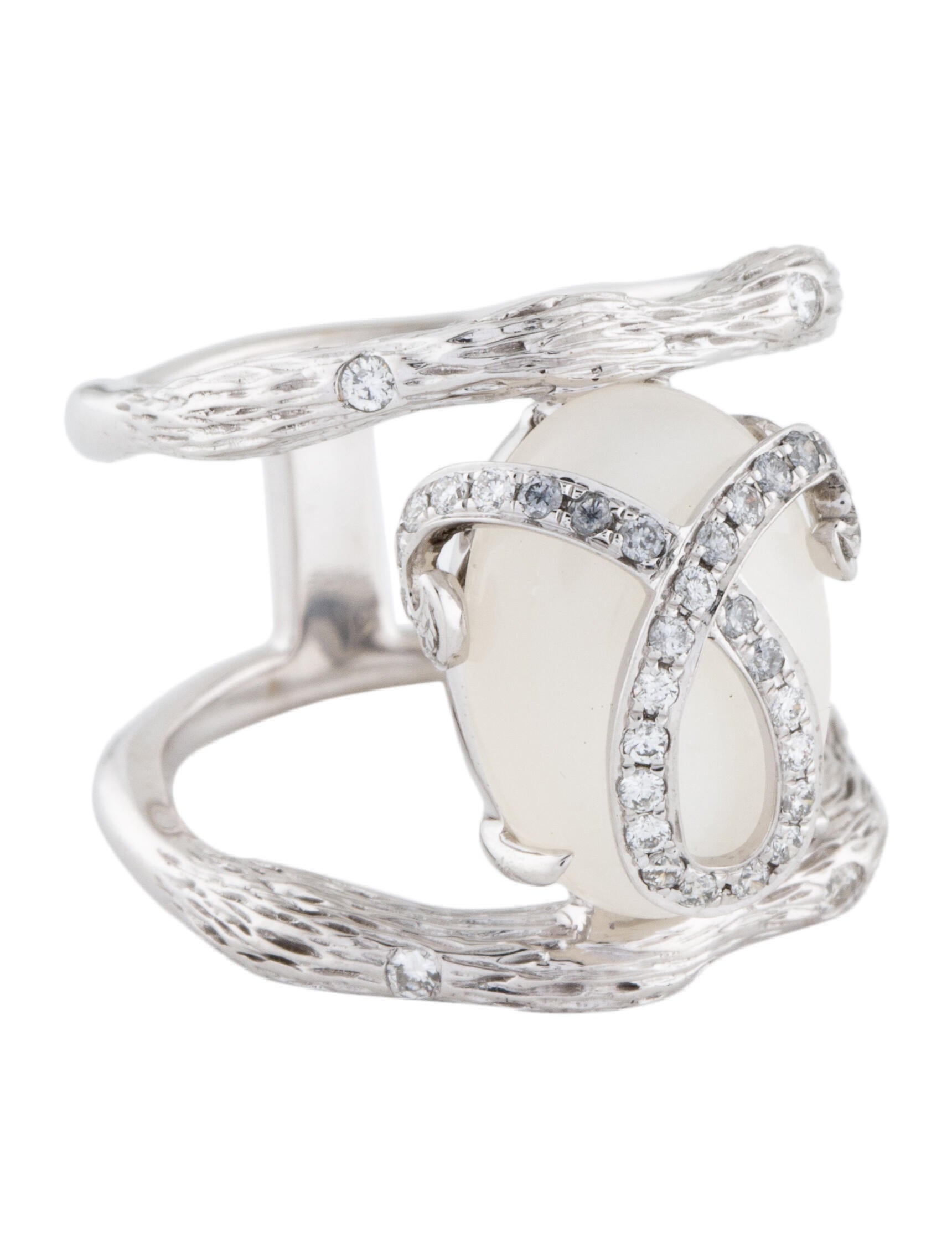 Khai Khai 18K Moonstone & Diamond Taurus Cocktail Ring 18K White Gold