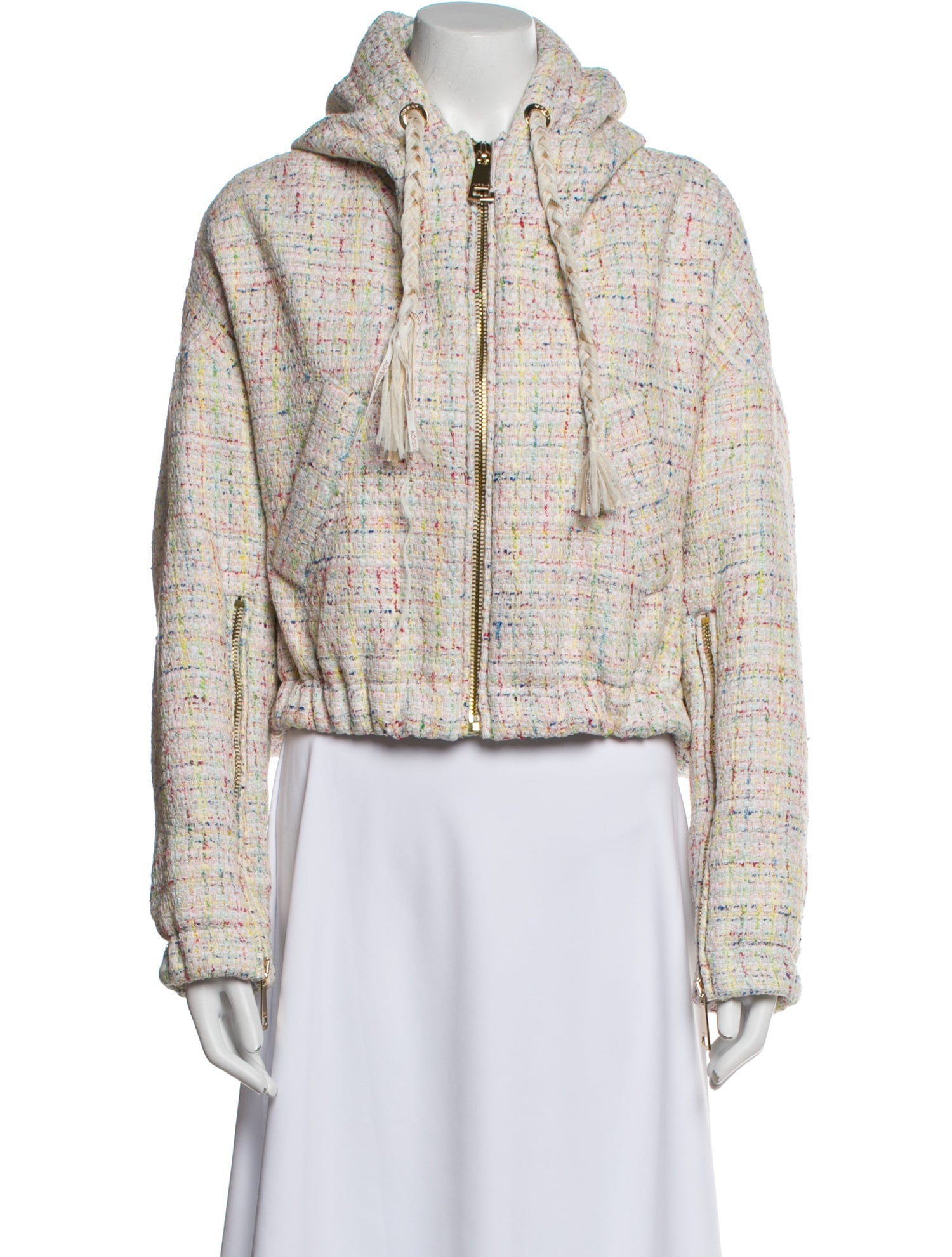 Khrisjoy Tweed Pattern Faux Fur Jacket