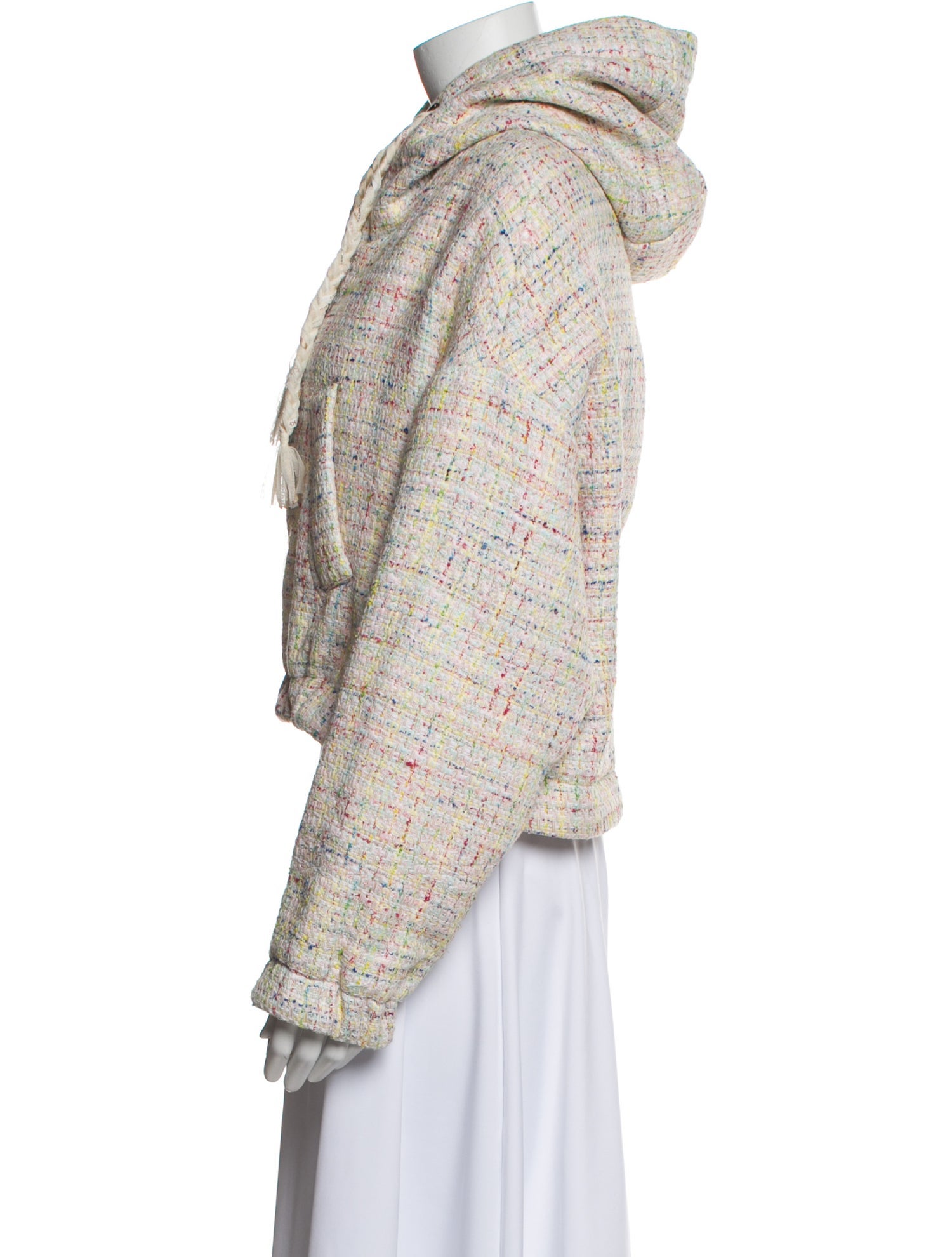 Khrisjoy Tweed Pattern Faux Fur Jacket