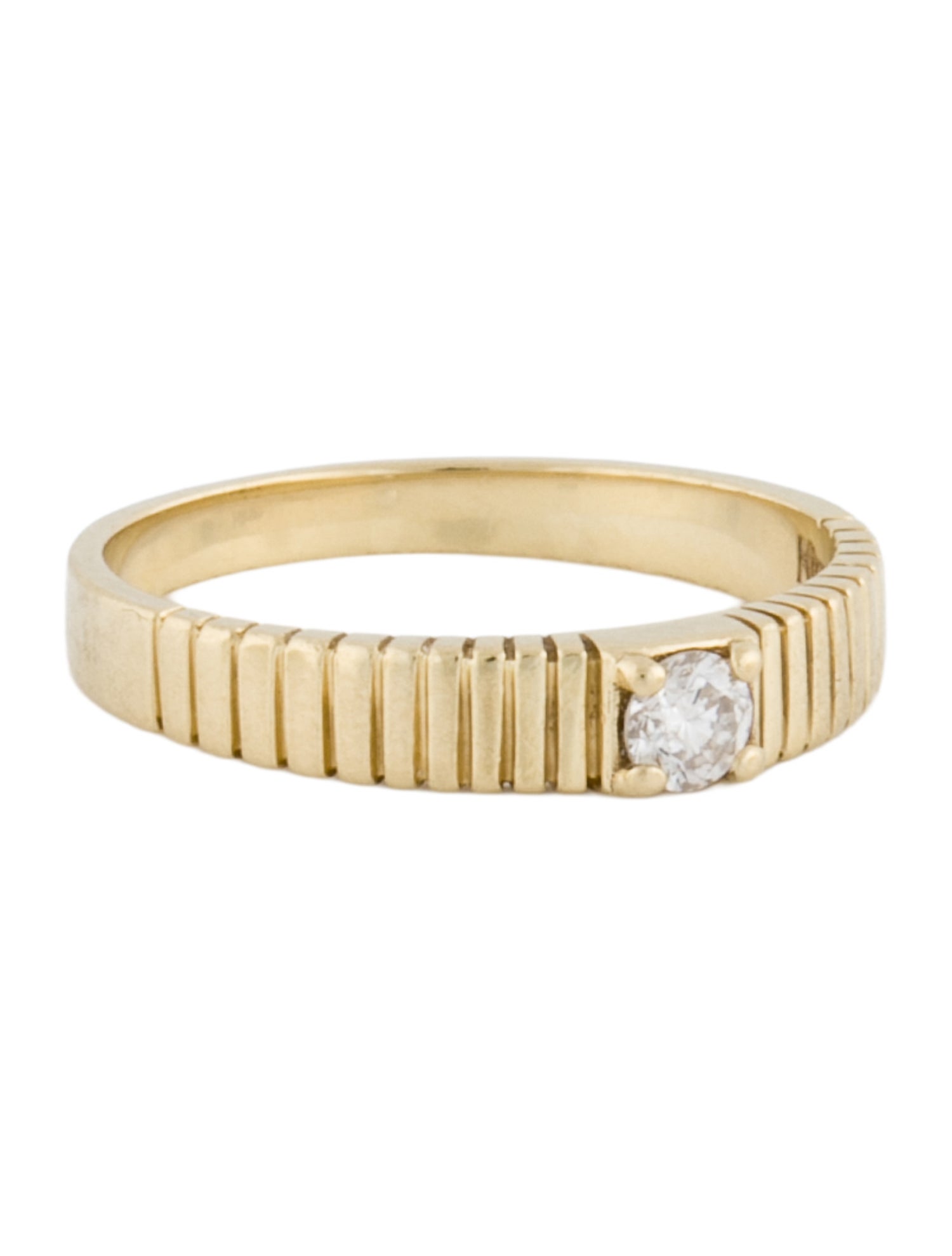 Kinn Studio 14K Diamond Petite Classic Solis Ribbed Band