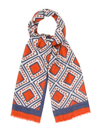 Kiton Printed Fringe-Trimmed Scarf