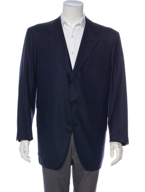 Kiton Windowpane Wool Blazer wool