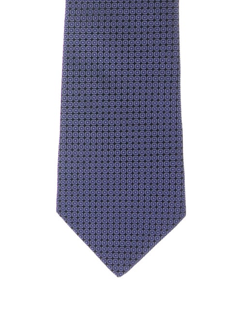 Kiton Printed Silk Tie blue