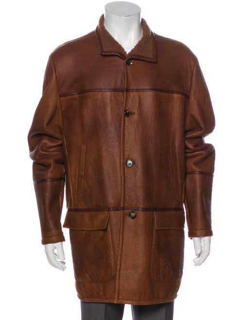 Kiton Leather Coat Brown