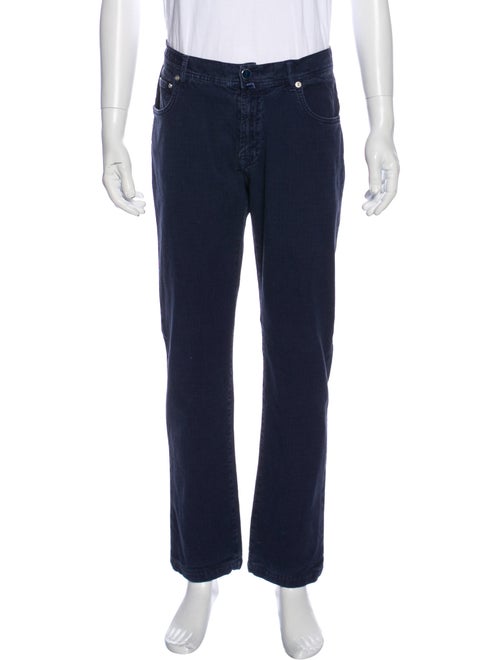 Kiton Printed Pants Blue