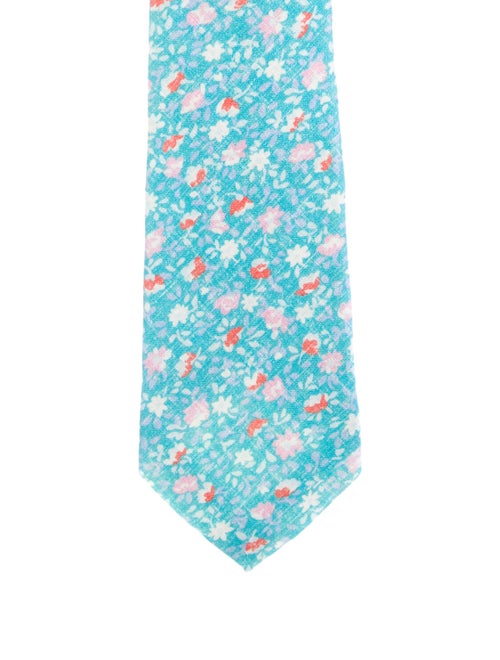 Kiton Floral Linen Tie w/ Tags blue