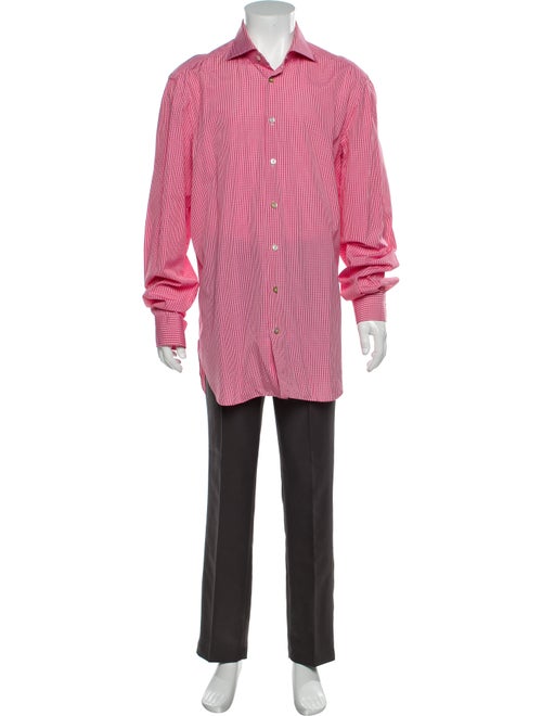 Kiton Plaid Print Long Sleeve Shirt Red