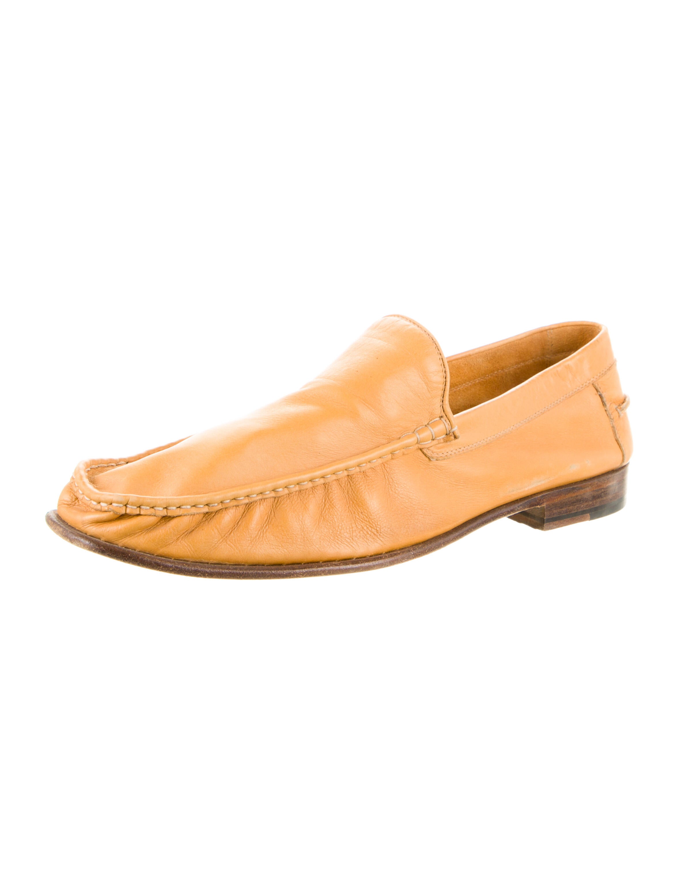 Kiton Leather Dress Loafers Yellow Loafers, Shoes KIT41639 The