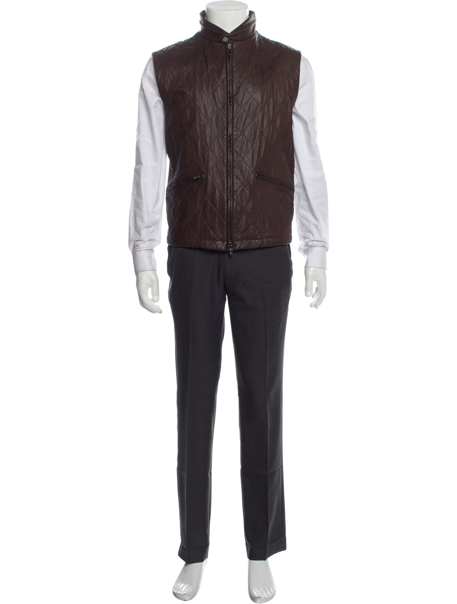Kiton Leather Vest - Brown Outerwear, Clothing - KIT44306 | The RealReal
