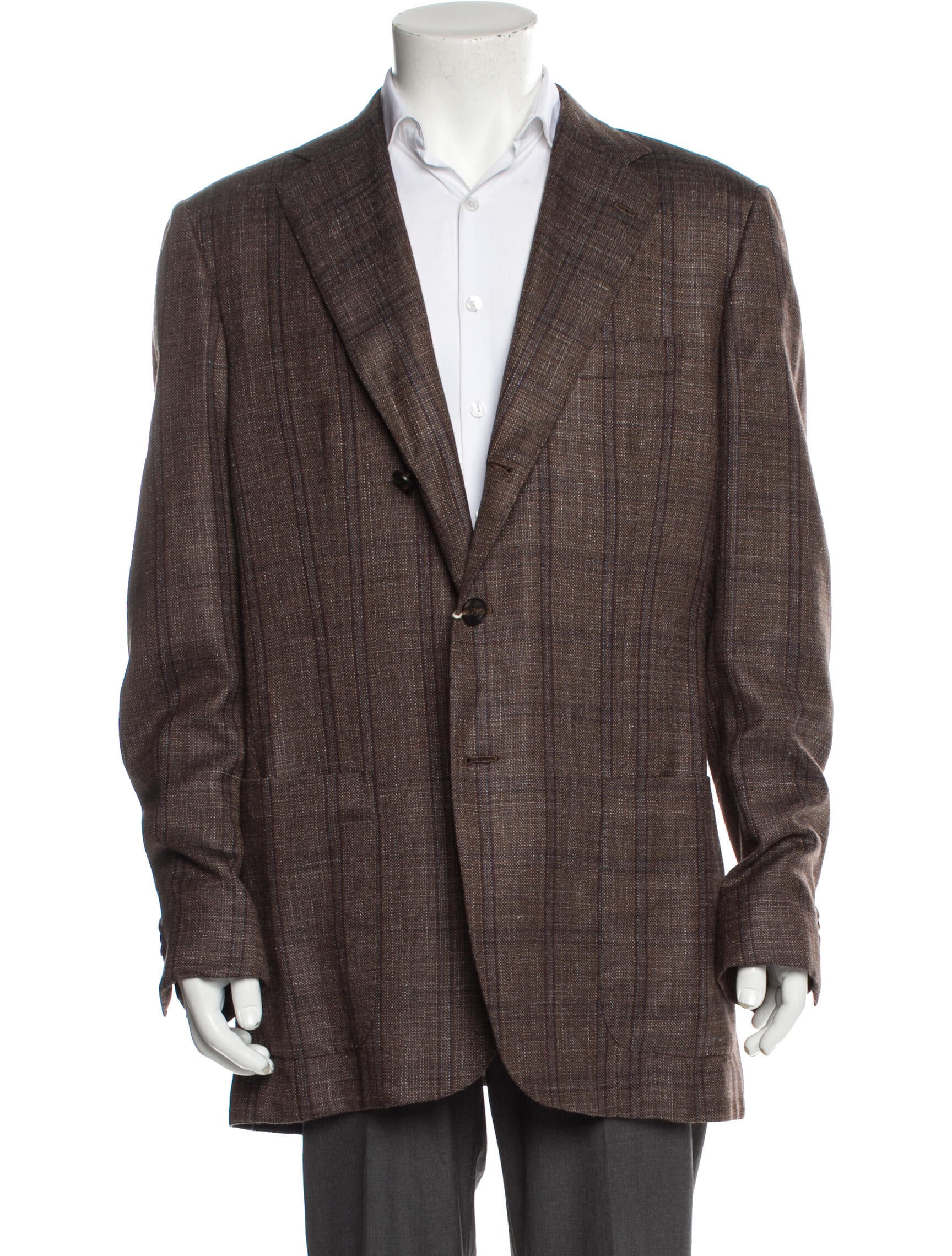 Kiton Cashmere Plaid Print Blazer w/ Tags