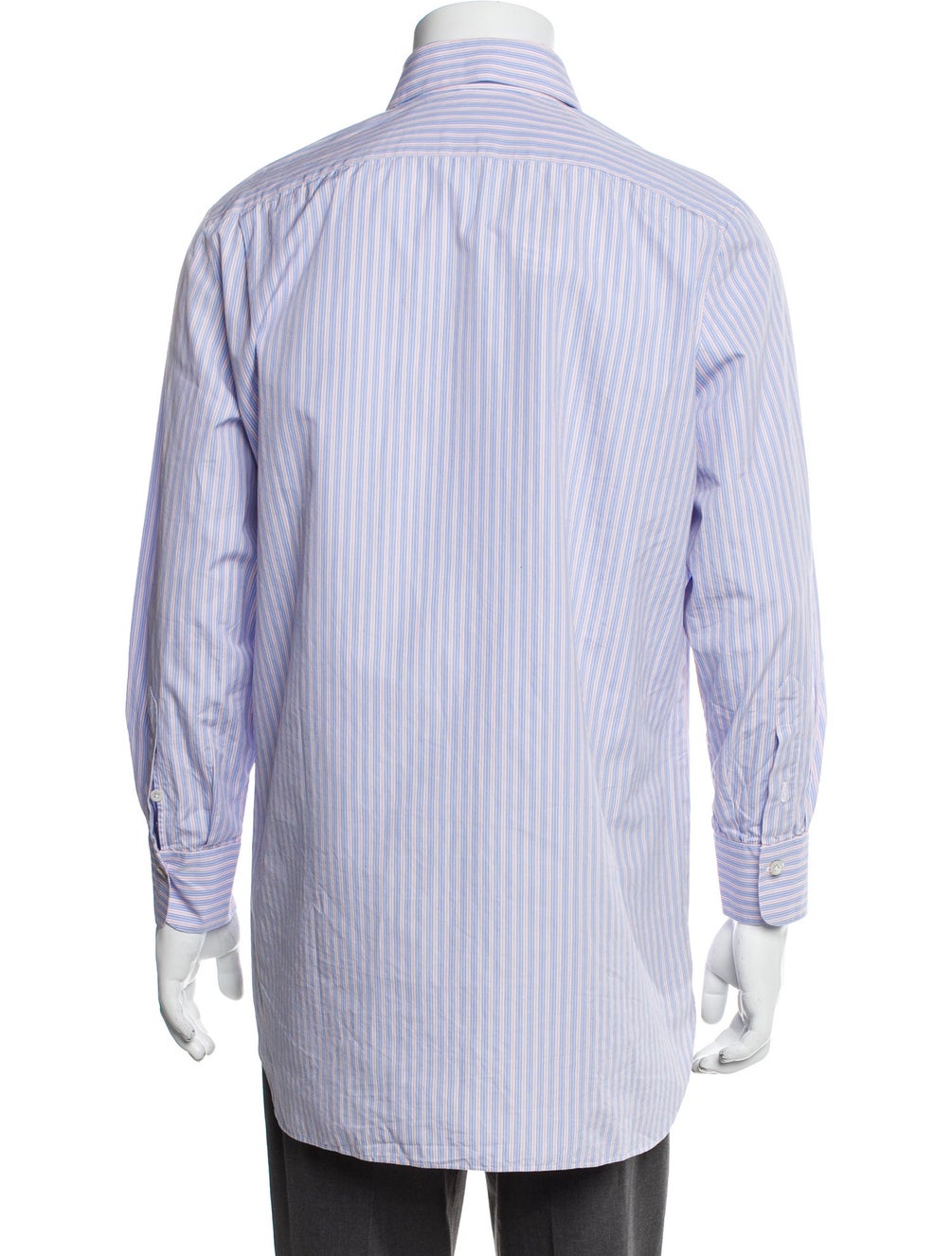 KITON Size XL White & Blue Stripe Cotton Button Down Long Sleeve Shirt main image 1