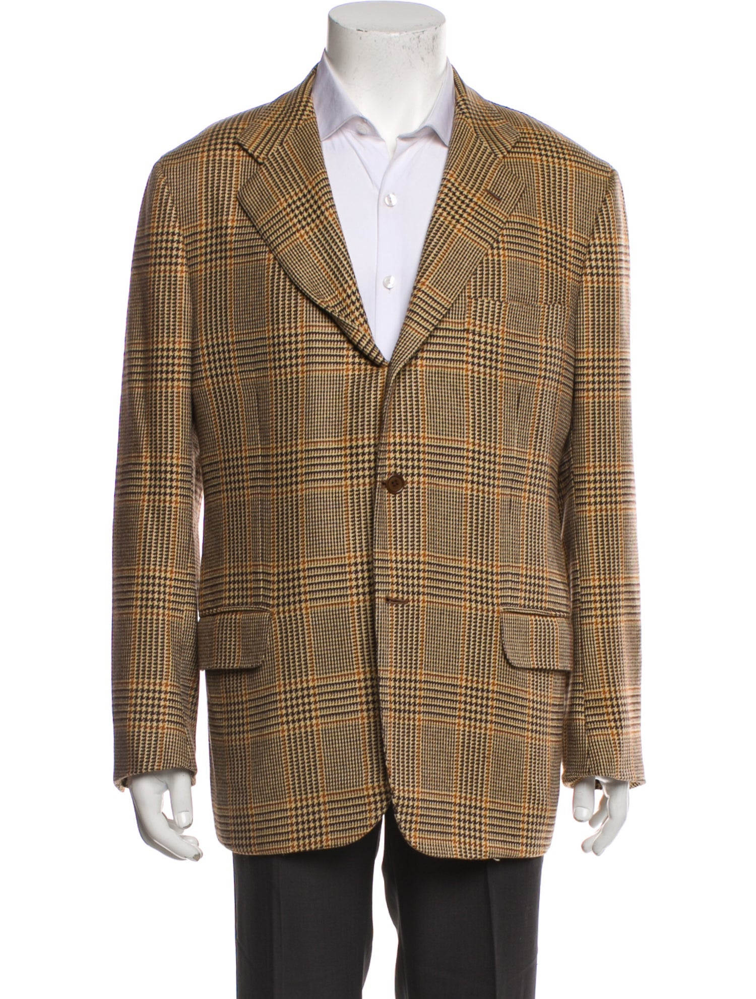 Kiton Cashmere Plaid Print Blazer