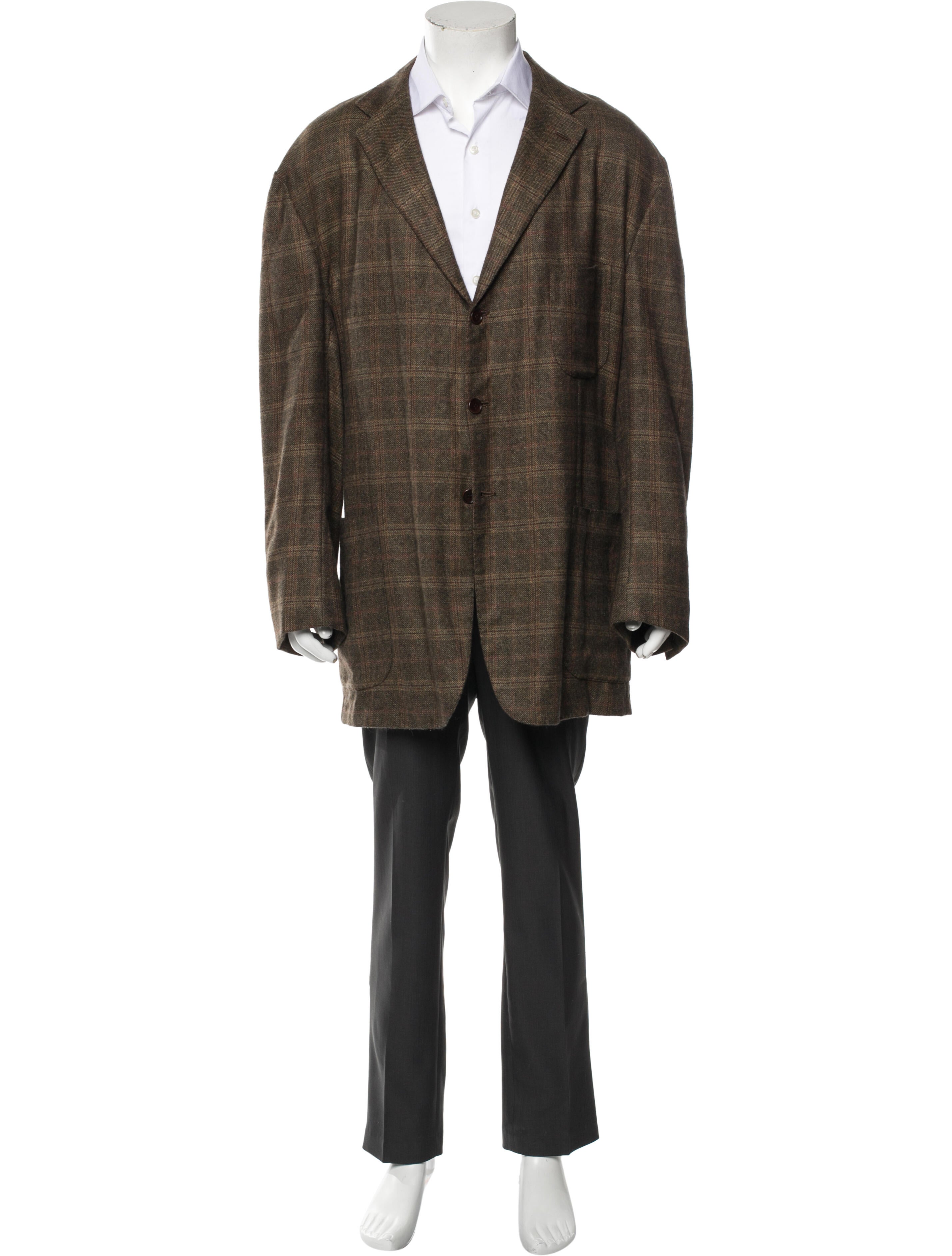 Kiton Cashmere Plaid Print Blazer