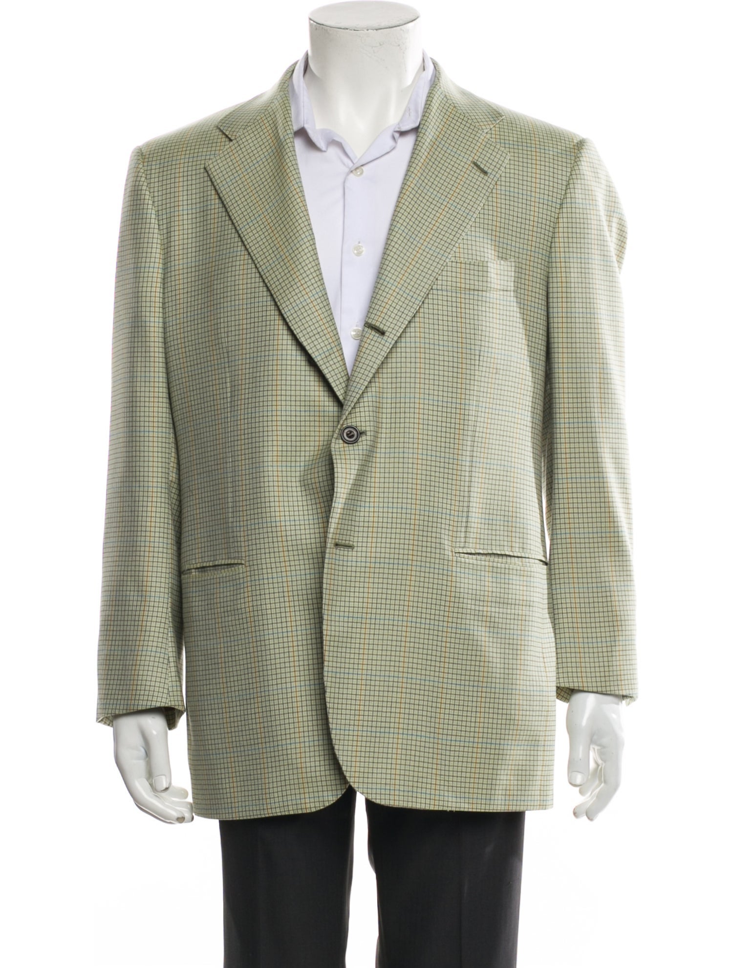 Kiton Cashmere Plaid Print Blazer
