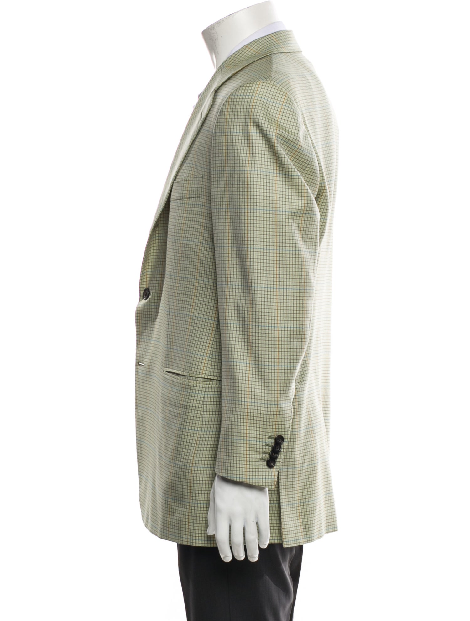 Kiton Cashmere Plaid Print Blazer