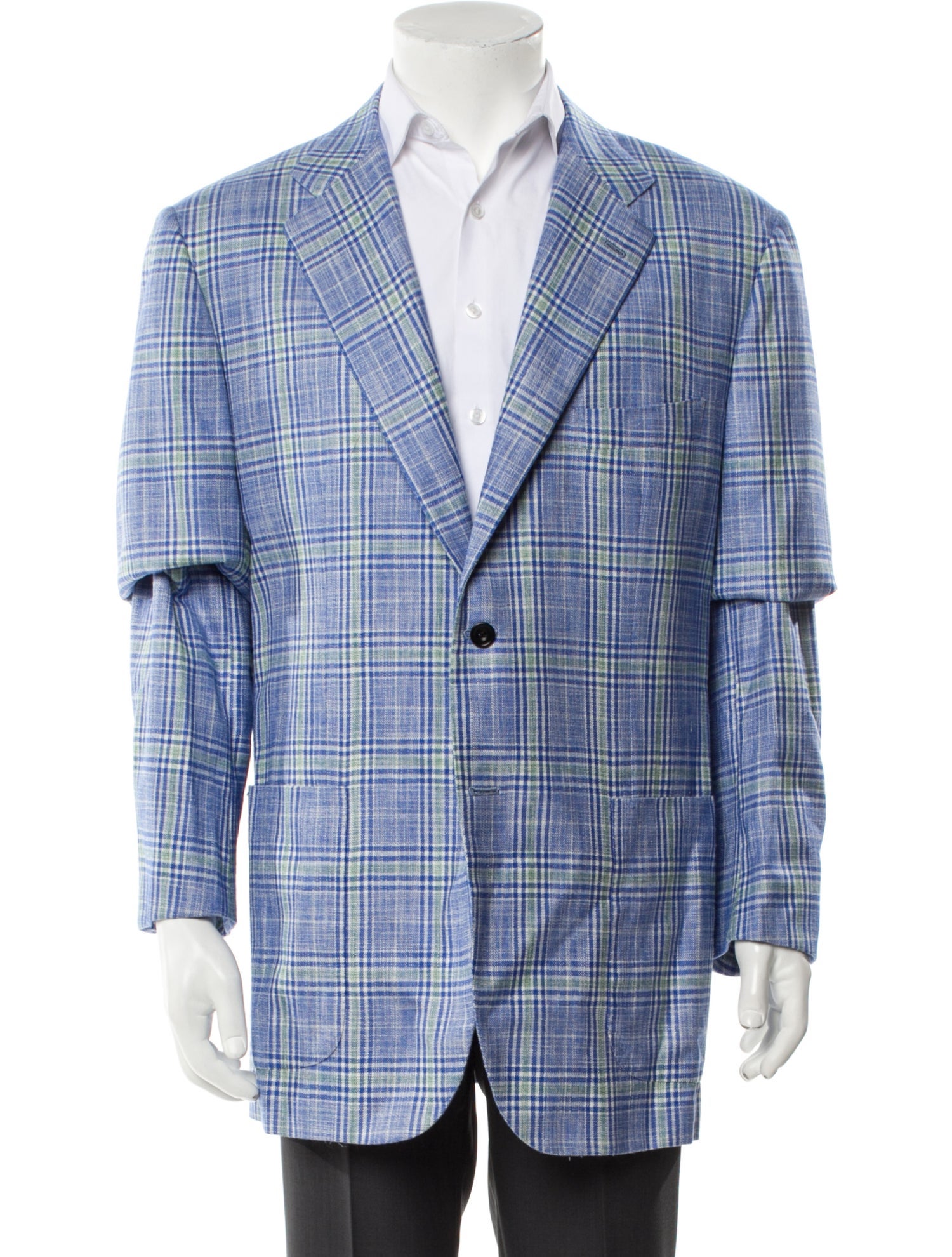 Kiton Plaid Print Blazer