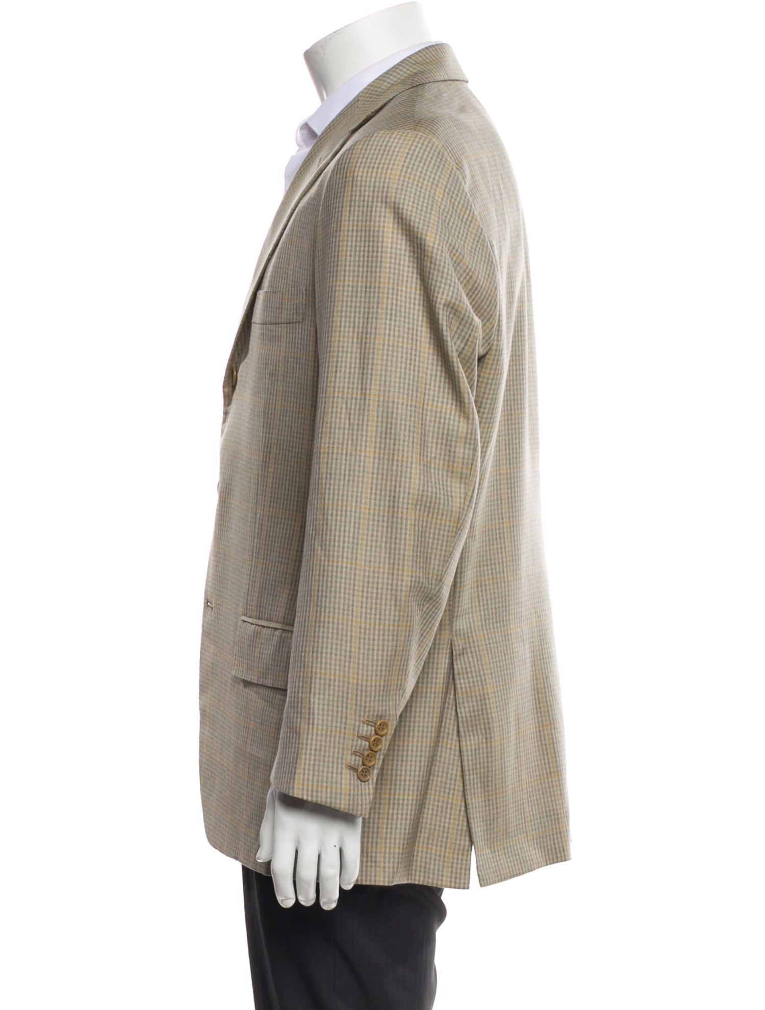 Kiton Cashmere Plaid Print Blazer
