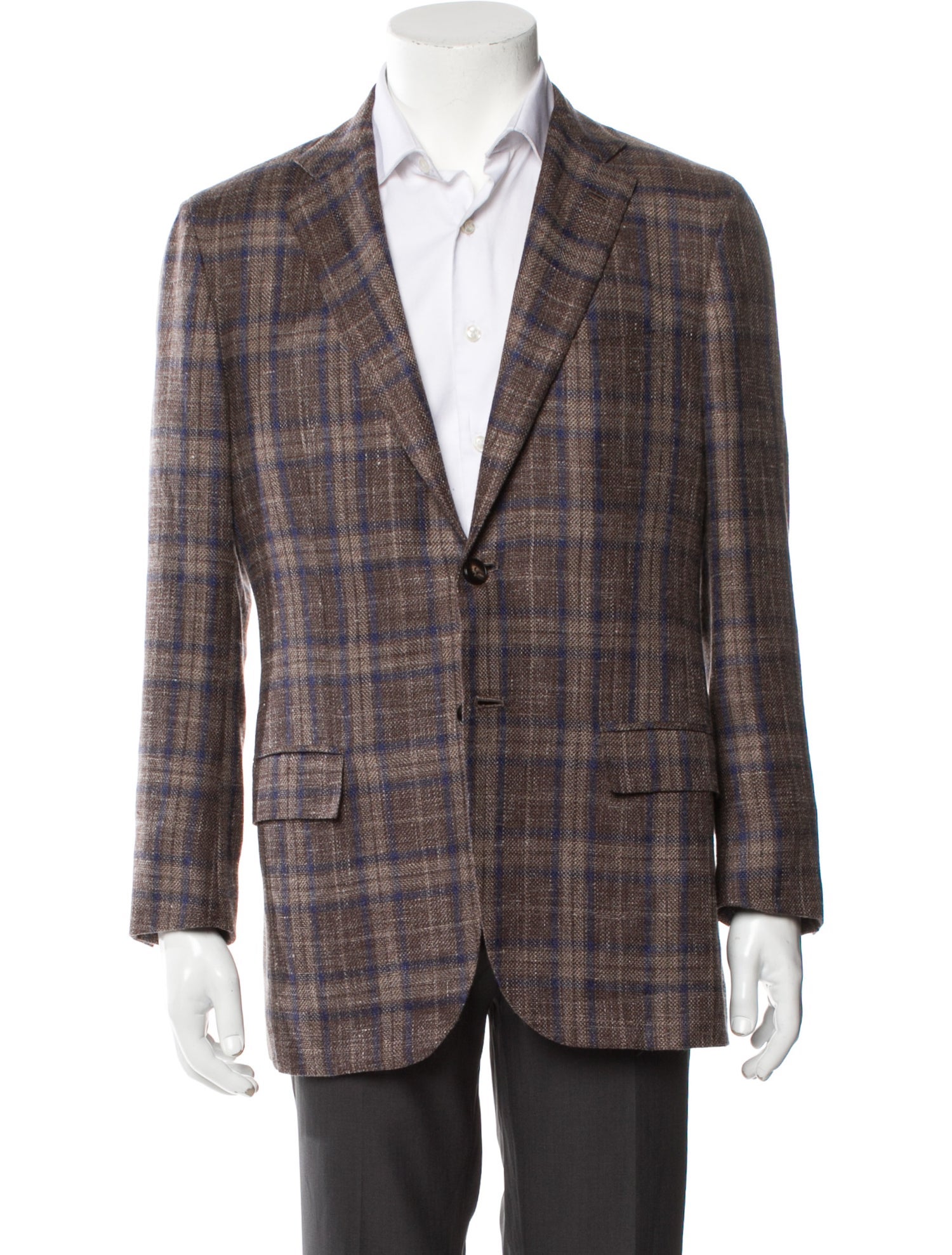Kiton Plaid Print Blazer
