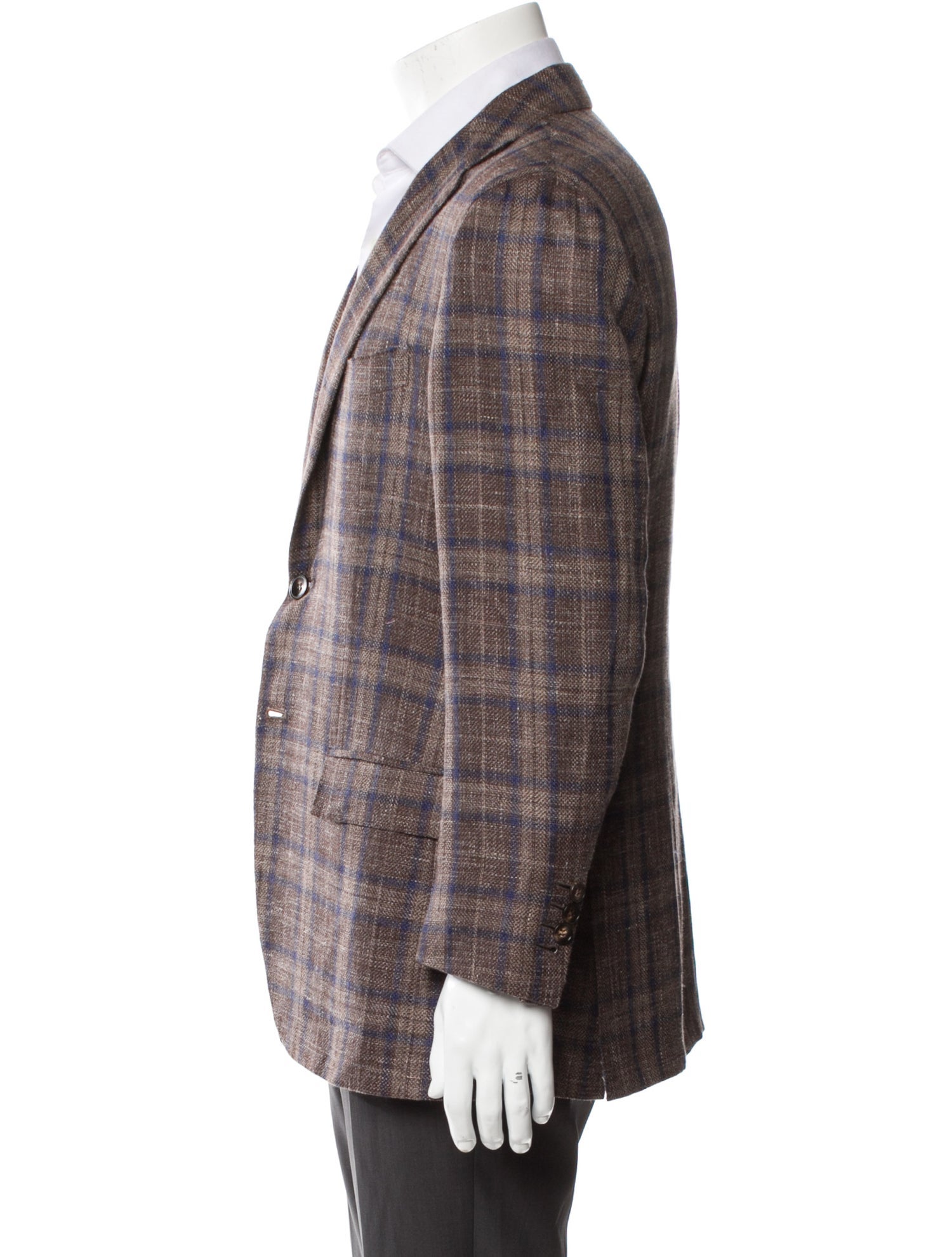 Kiton Plaid Print Blazer