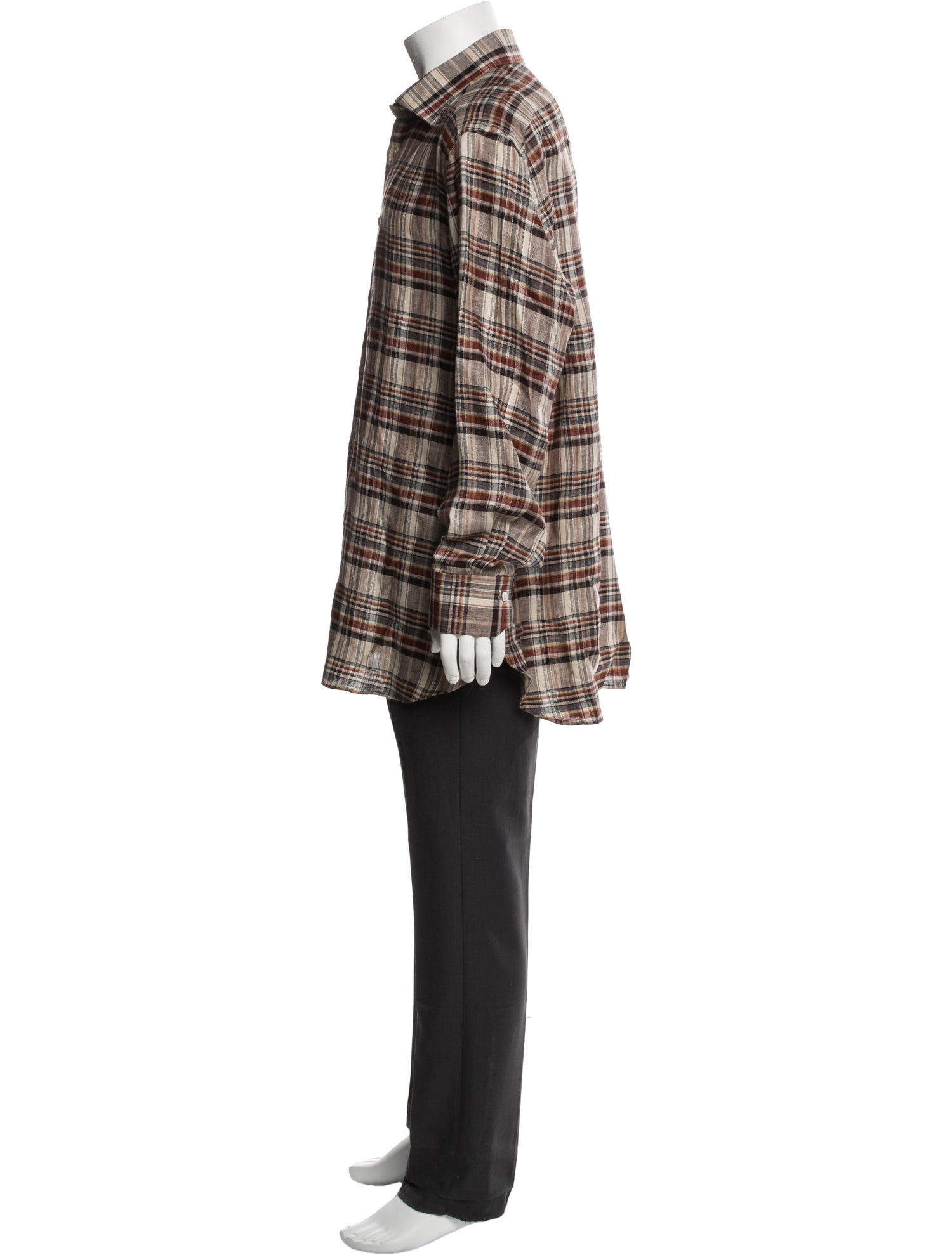 Kiton Linen Plaid Print Shirt