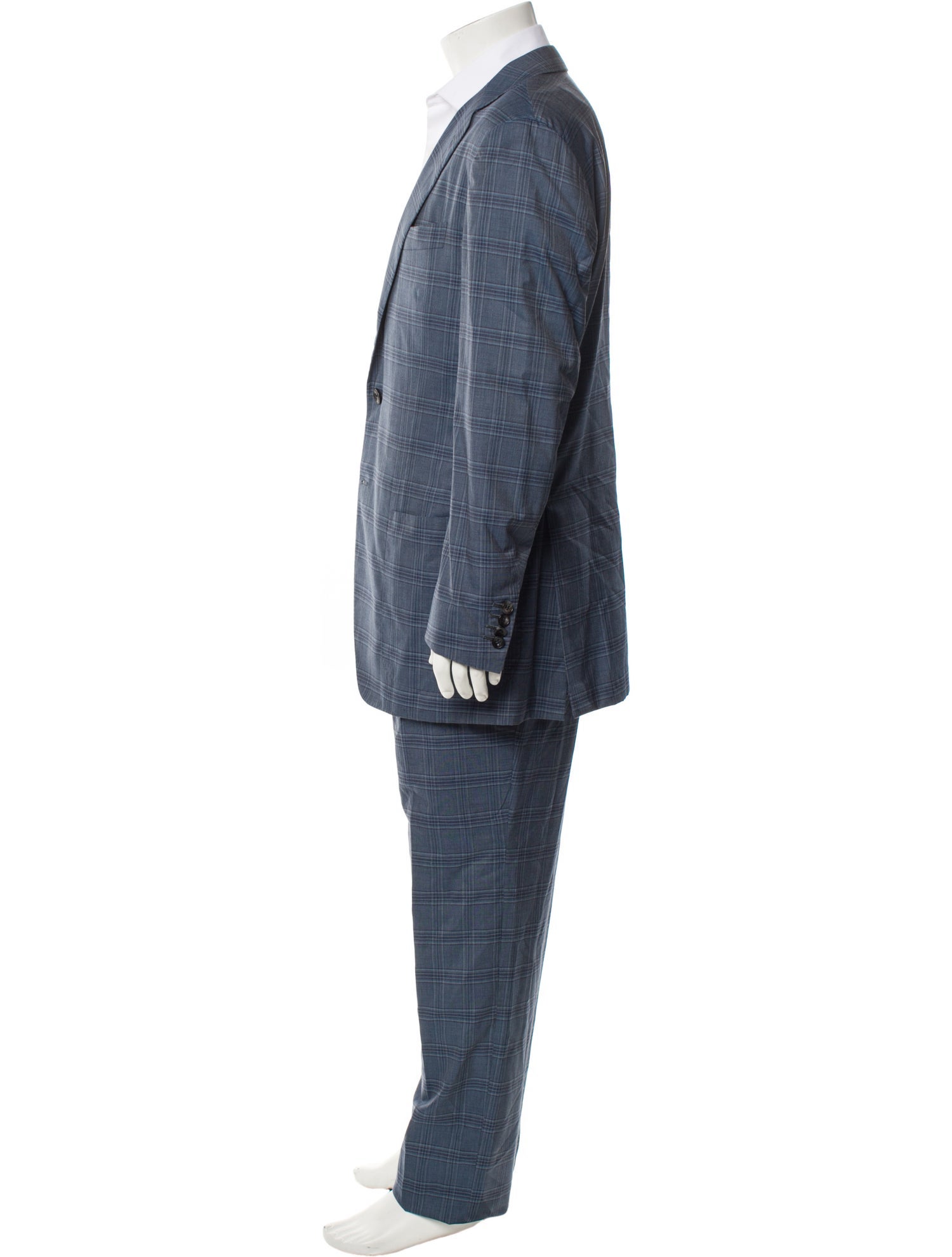 Kiton Cashmere Plaid Print Two-Piece Suit