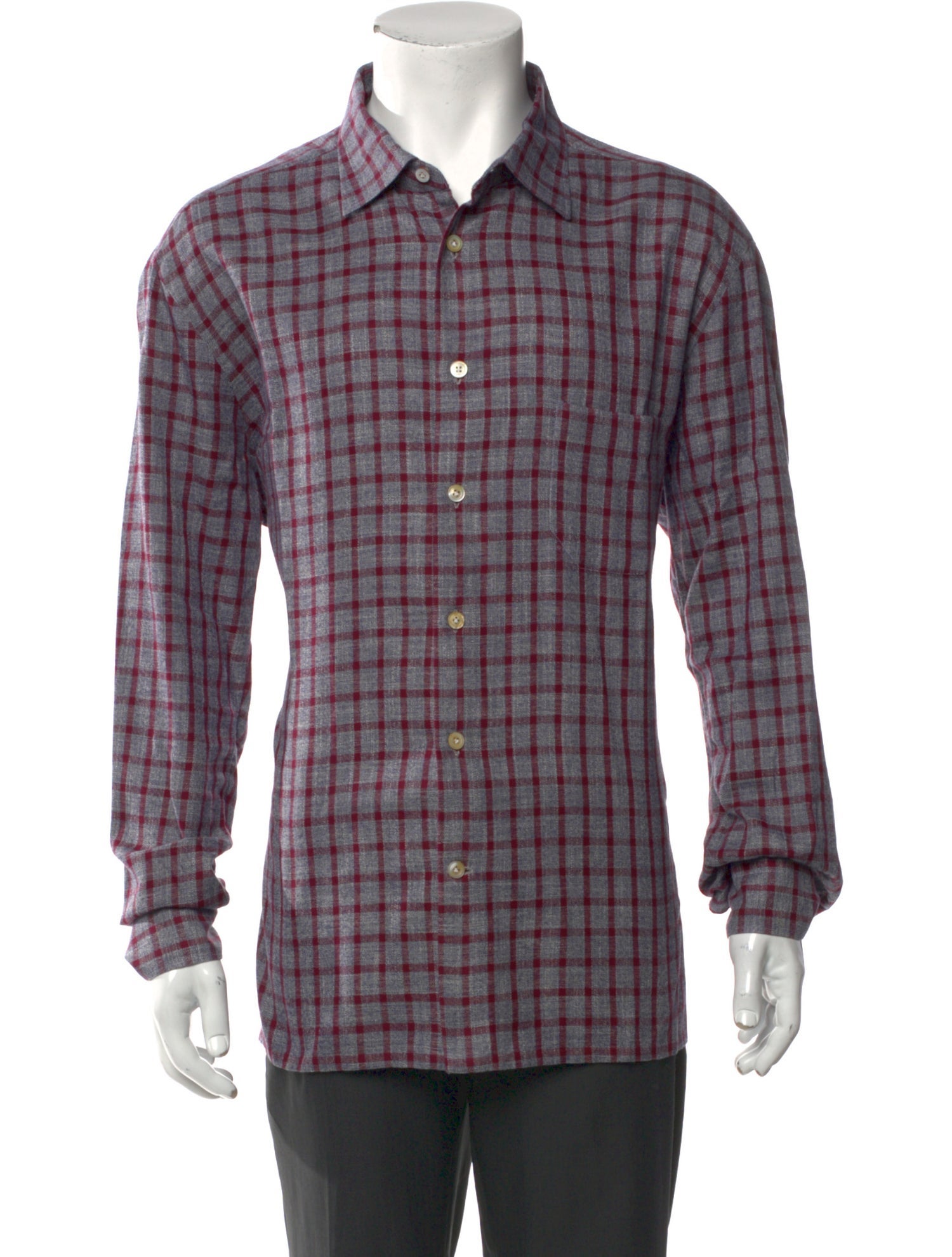 Kiton Plaid Print Long Sleeve Shirt