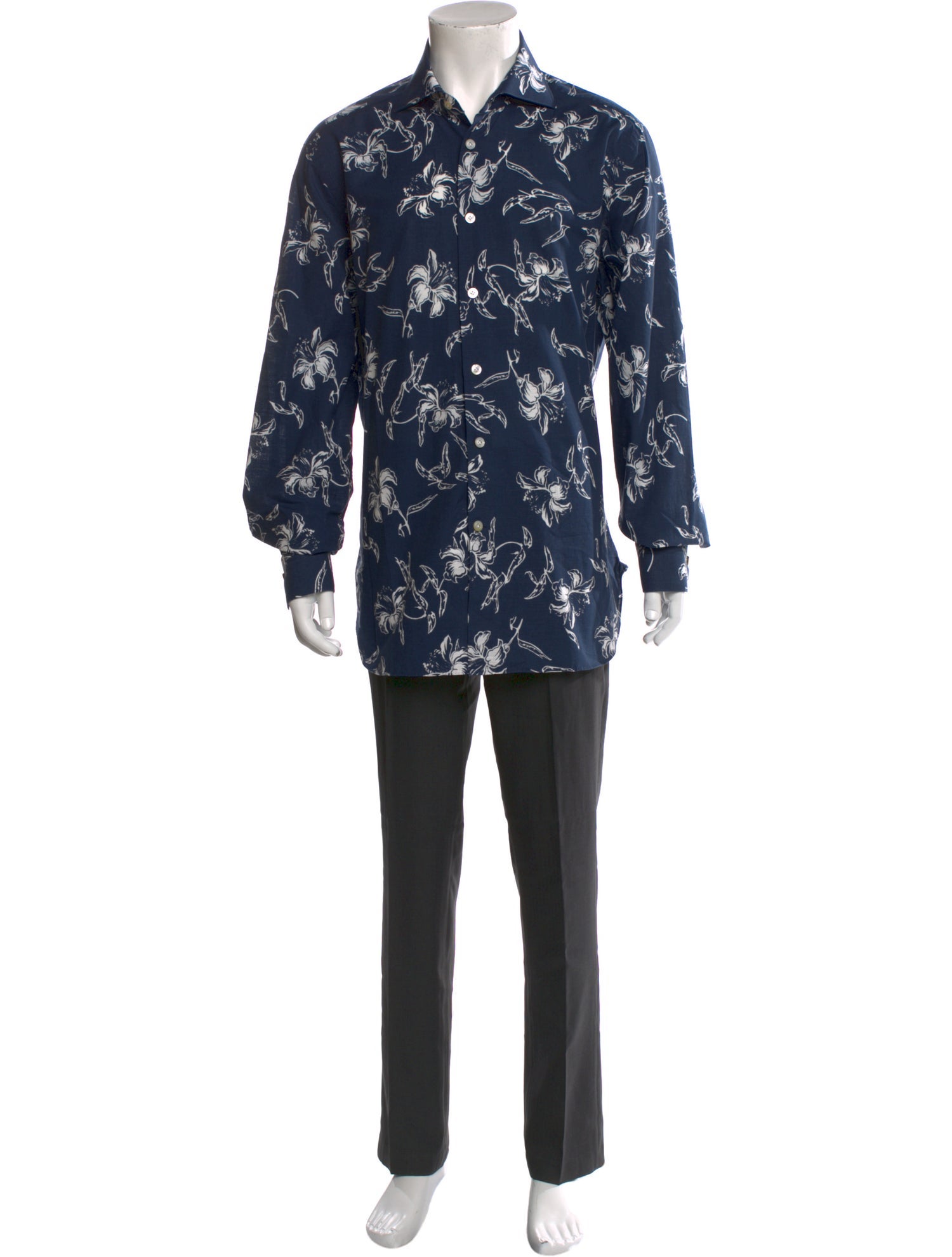 Kiton Floral Print Long Sleeve Shirt